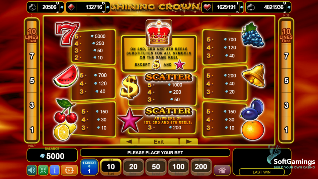 Характеристики Shining Crown EGT